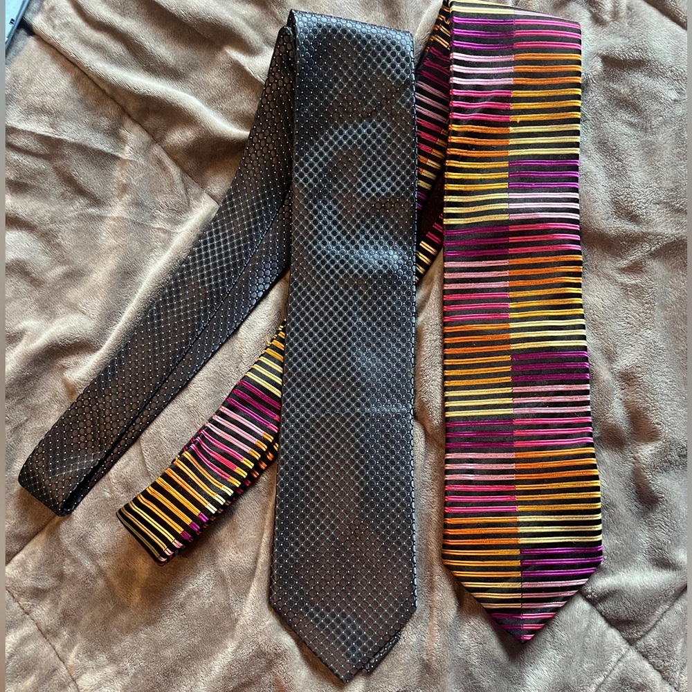 Stylish Multicolor Striped and Black Patterned Ties